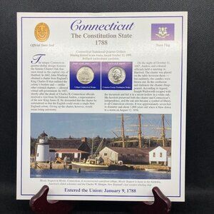 Uncirculated Connecticut State quarters and stamp set